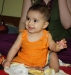 Apra eating Shrikhand (Mango Yoghurt)